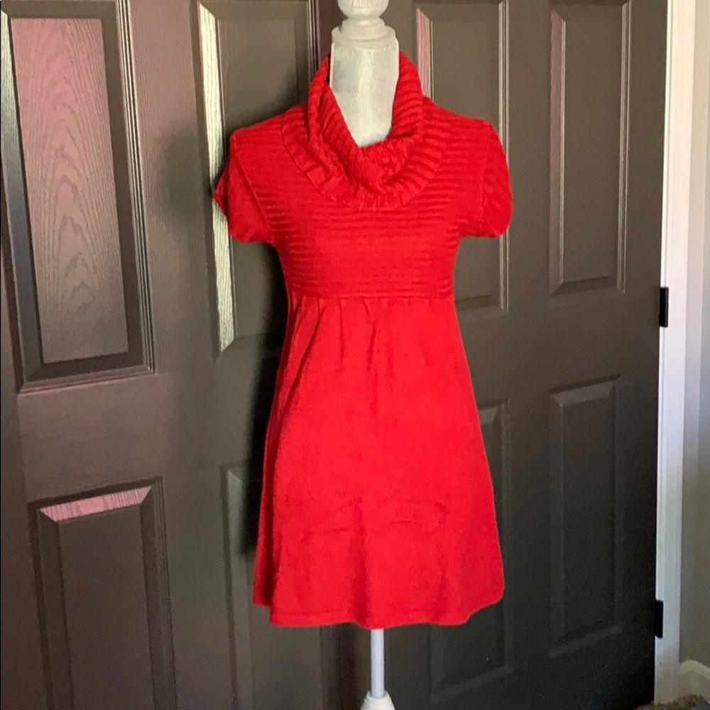 Red cowl-neck XL SayWhat sweater dress.